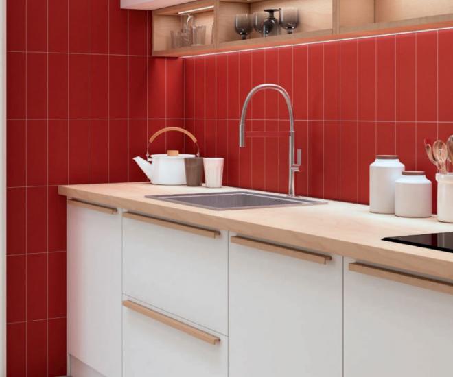 Ribesalbes R Ceramica Liso Rojo Para Reformas De Cocinas y Baños y Cocinas En Viladecans